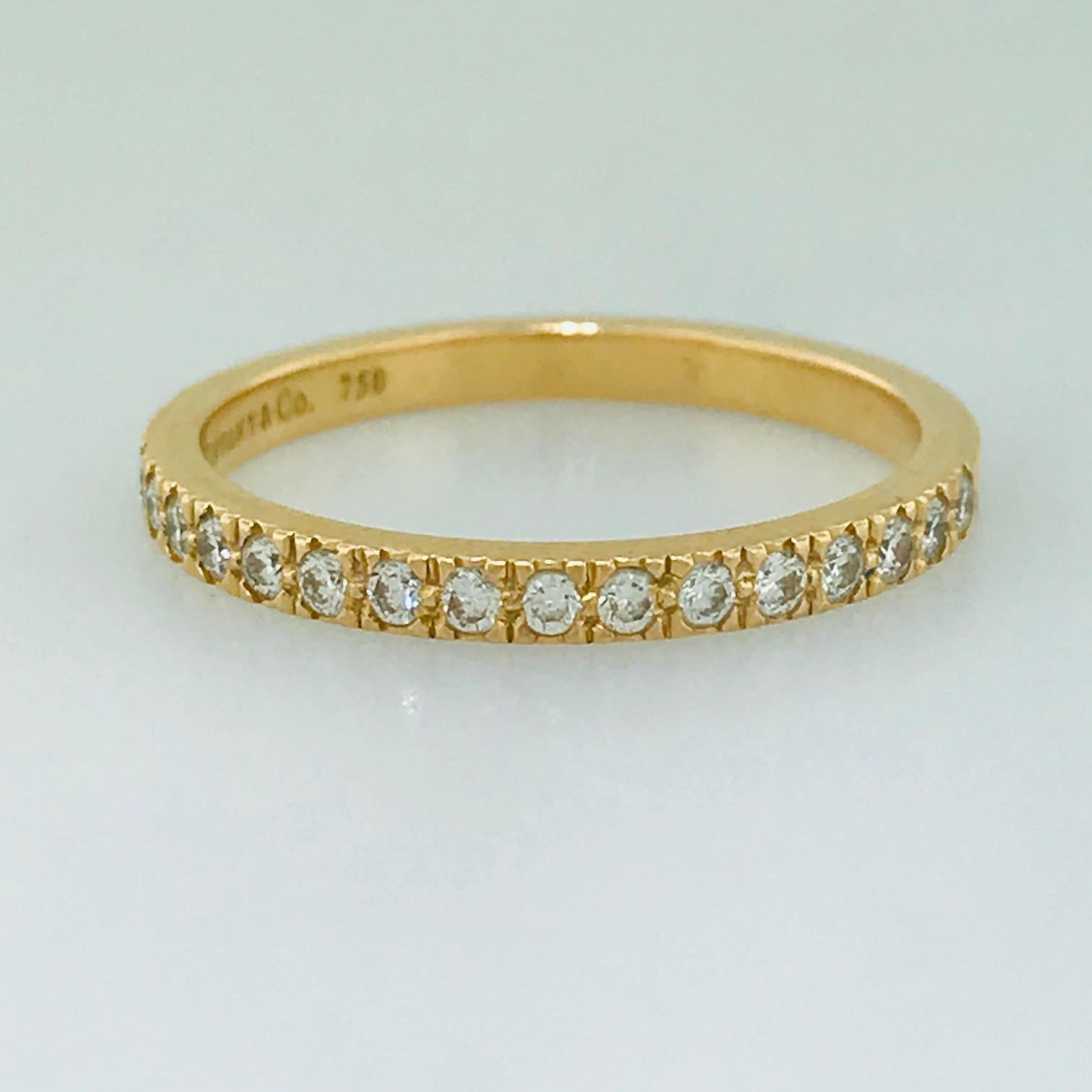 Tiffany Wedding Band 18k Rose Gold Tiffany & Co. Ring, .30 carat diamond weight 4