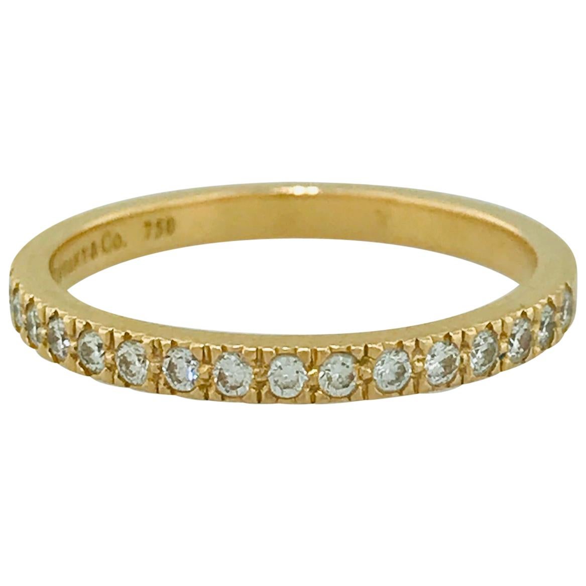 Tiffany Wedding Band 18k Rose Gold Tiffany & Co. Ring, .30 carat diamond weight