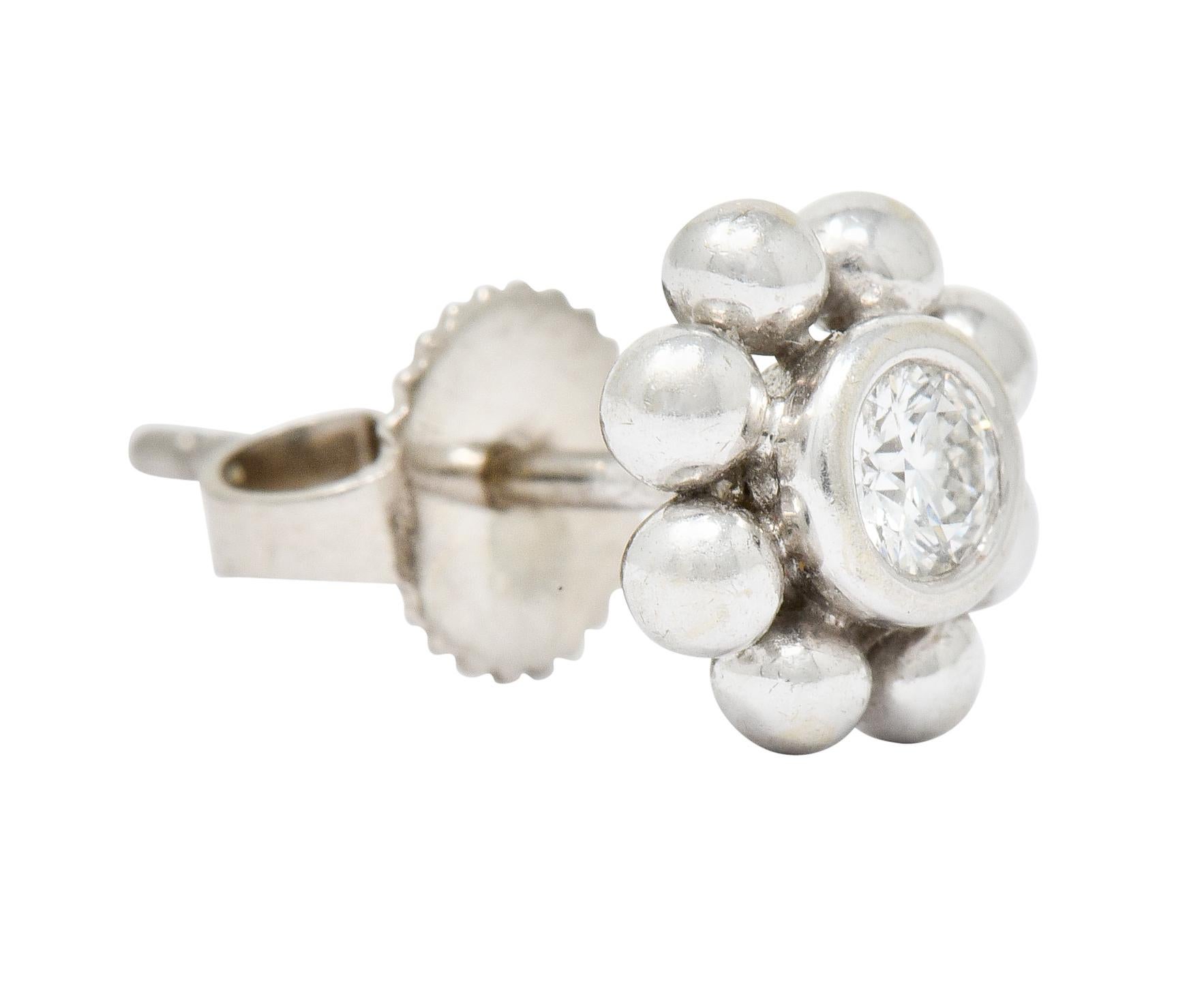 Brilliant Cut Tiffany & Co. Diamond 18 Karat White Gold Floral Cluster Stud Earrings