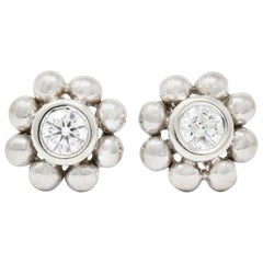 Tiffany & Co. Diamond 18 Karat White Gold Floral Cluster Stud Earrings