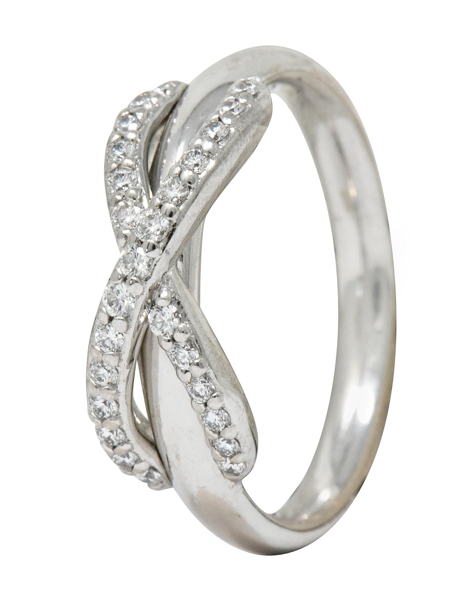 Women's or Men's Tiffany & Co. Diamond 18 Karat White Gold Infinity Stacking Band Ring