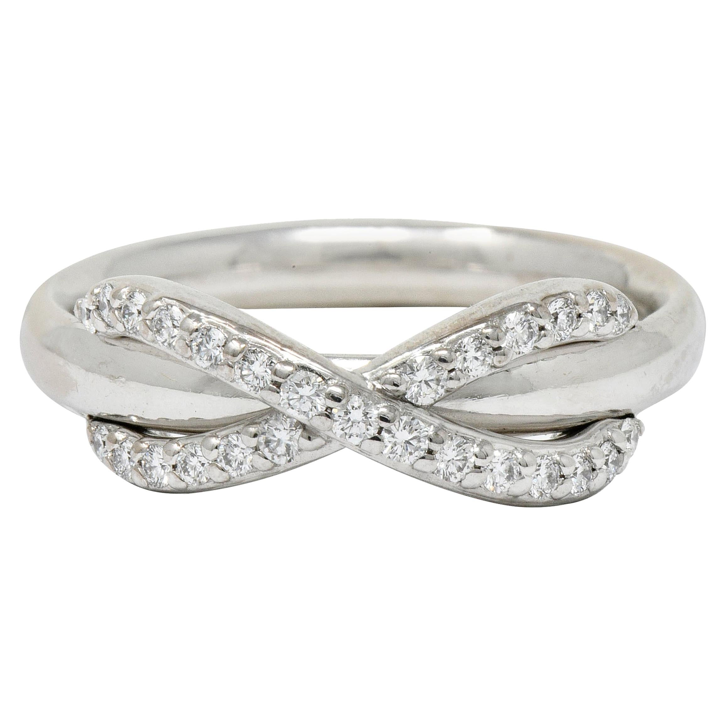 Tiffany & Co. Diamond 18 Karat White Gold Infinity Stacking Band Ring