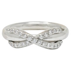 Vintage Tiffany & Co. Diamond 18 Karat White Gold Infinity Stacking Band Ring