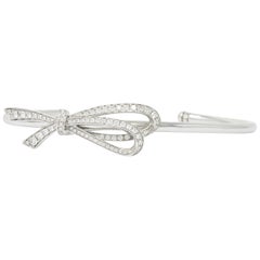 Tiffany & Co. Diamond 18 Karat White Gold Tiffany Bow Cuff Bracelet