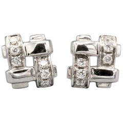 Tiffany 
Co. Diamond 18 Karat White Gold Woven Stud Earrings