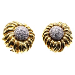 Tiffany & Co Diamond 18 Karat Yellow Gold Ear Clips