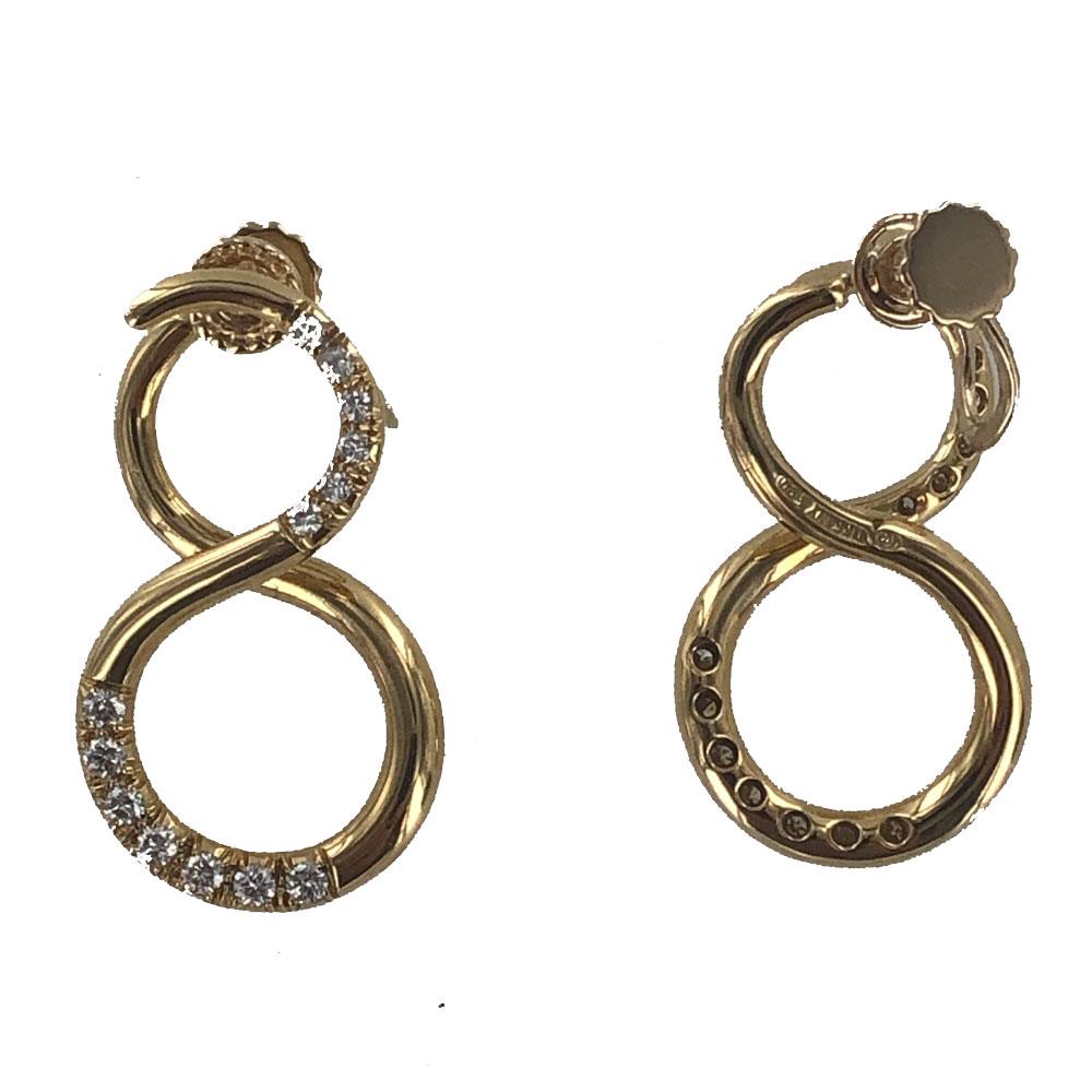 Modern Tiffany & Co. Diamond 18 Karat Yellow Gold Infinity Vintage Earrings