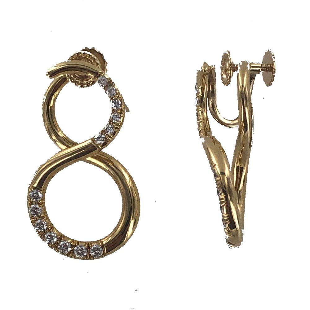 Round Cut Tiffany & Co. Diamond 18 Karat Yellow Gold Infinity Vintage Earrings