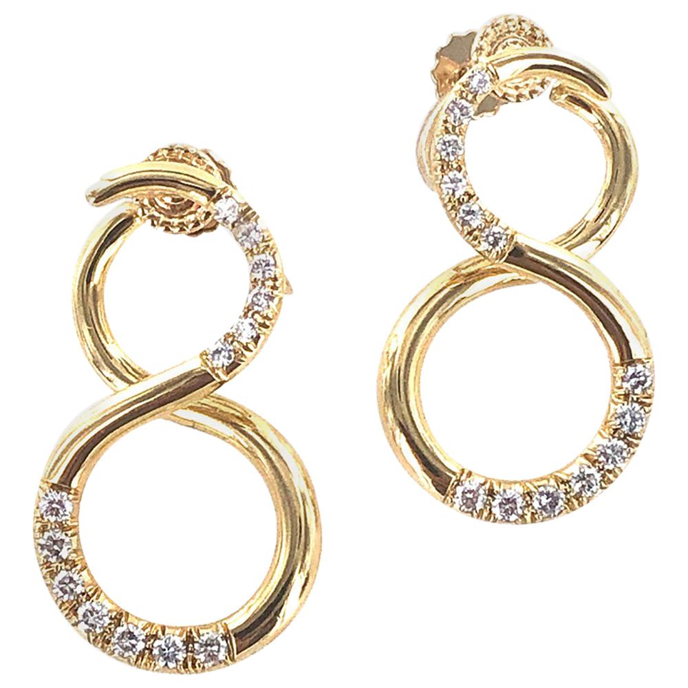 Tiffany & Co. Diamond 18 Karat Yellow Gold Infinity Vintage Earrings