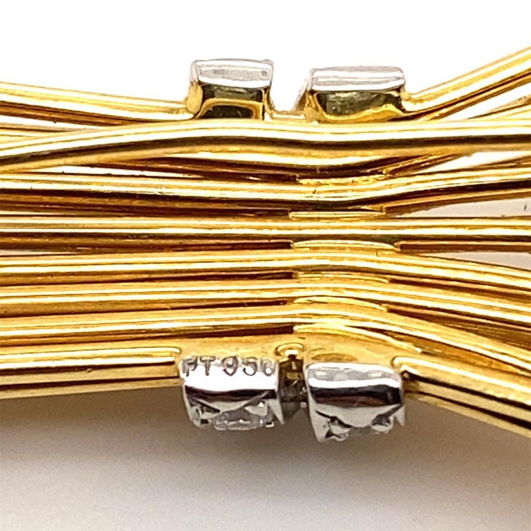 Retro Tiffany & Co. Diamond 18 Karat Yellow Gold Platinum Wheat Sheaf Brooch For Sale