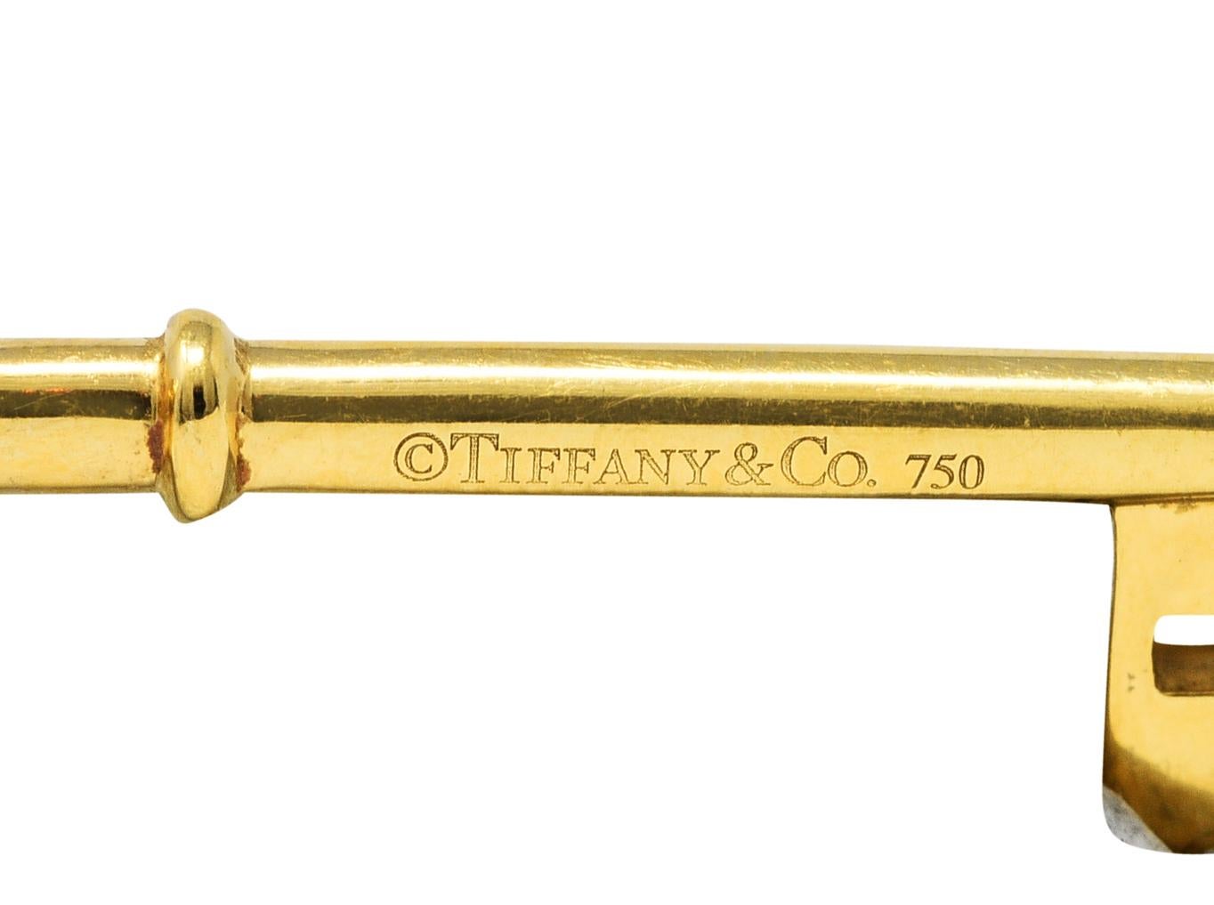 Brilliant Cut Tiffany & Co. Diamond 18 Karat Yellow Gold Quatrefoil Key Pendant