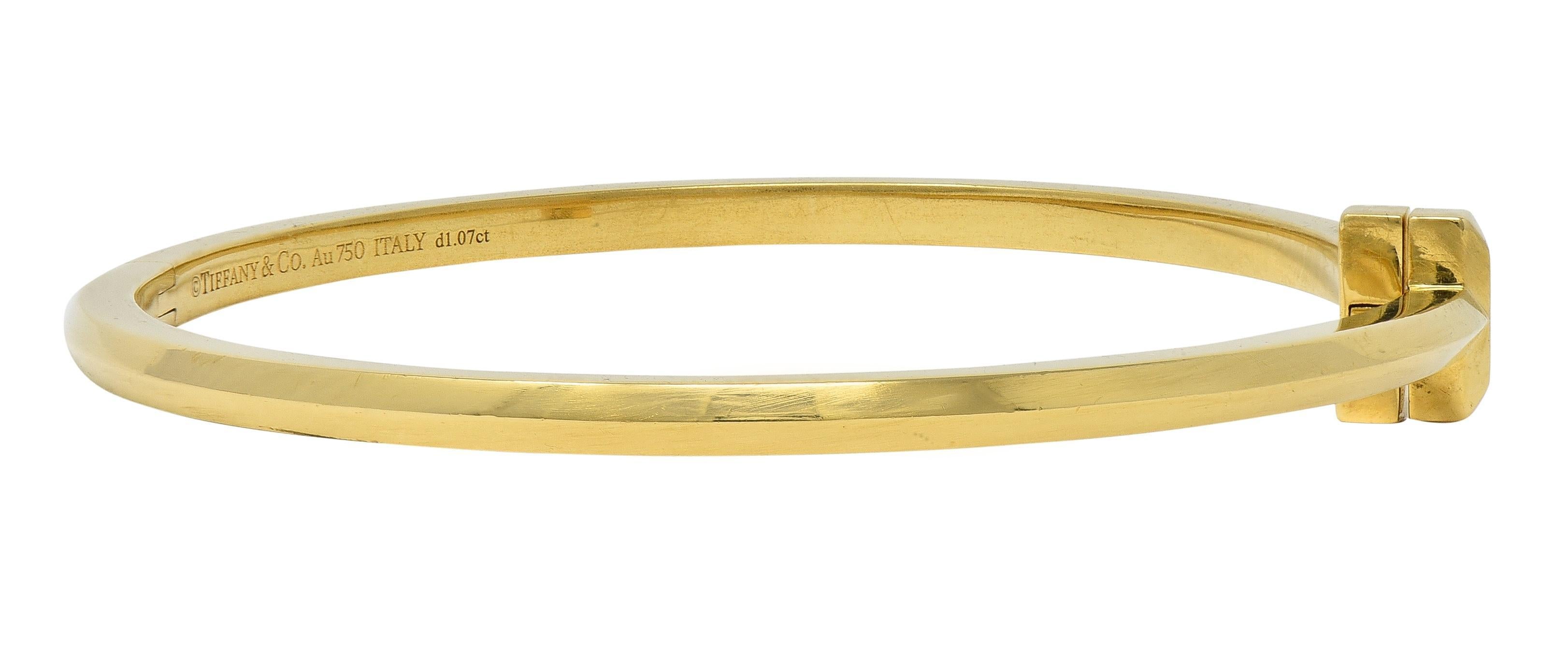 Brilliant Cut Tiffany & Co. Diamond 18 Karat Yellow Gold T1 Rolling Bangle Bracelet For Sale
