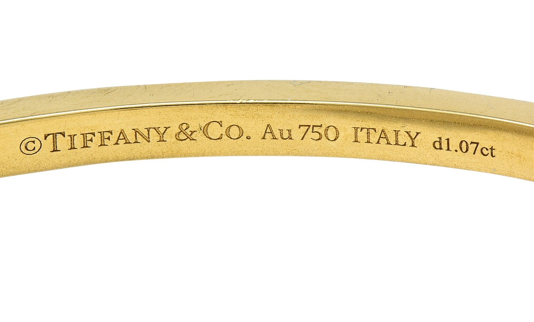 Tiffany & Co. Diamond 18 Karat Yellow Gold T1 Rolling Bangle Bracelet For Sale 1