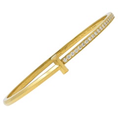 Tiffany & Co. Diamond 18 Karat Yellow Gold T1 Rolling Bangle Bracelet