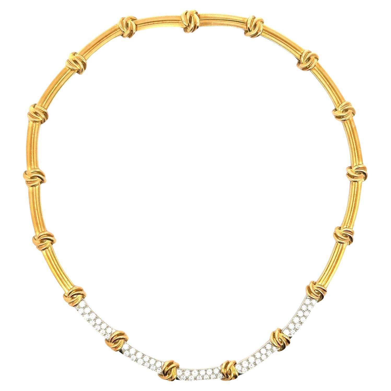 Tiffany & Co. Diamond 18 Karat Yellow Gold Vintage Link Choker Necklace For Sale