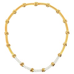 Tiffany & Co. Collier ras du cou vintage en or jaune 18 carats avec diamants