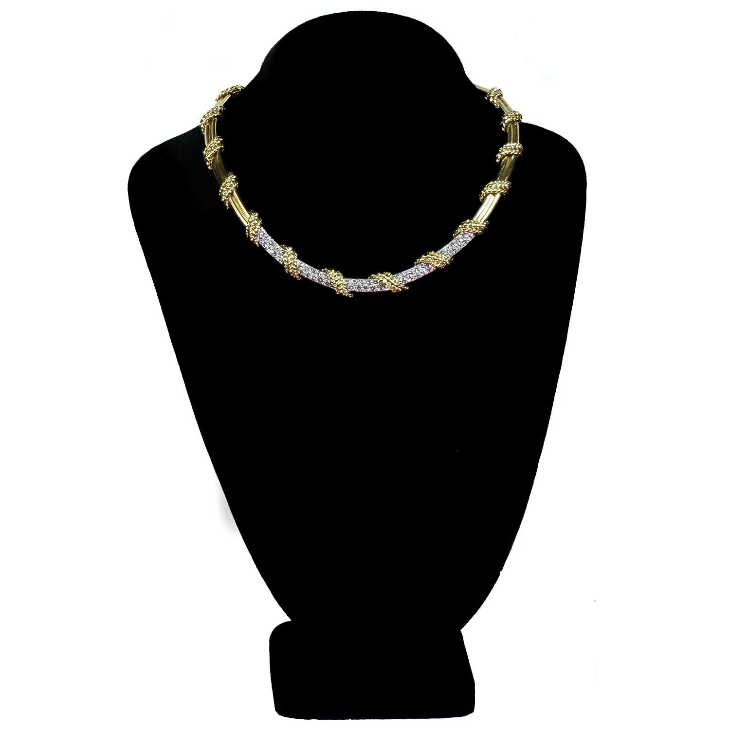 Brilliant Cut Tiffany & Co. Diamond 18 Yellow & White Gold Necklace