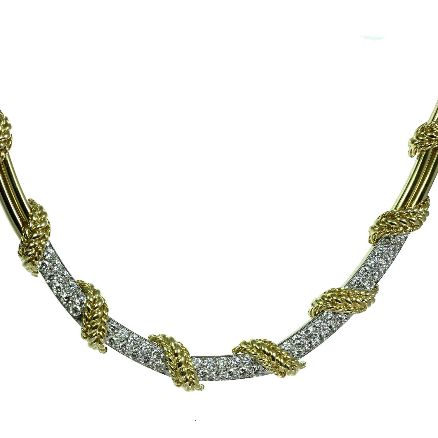 Tiffany & Co. Diamond 18 Yellow & White Gold Necklace In Excellent Condition In New York, NY