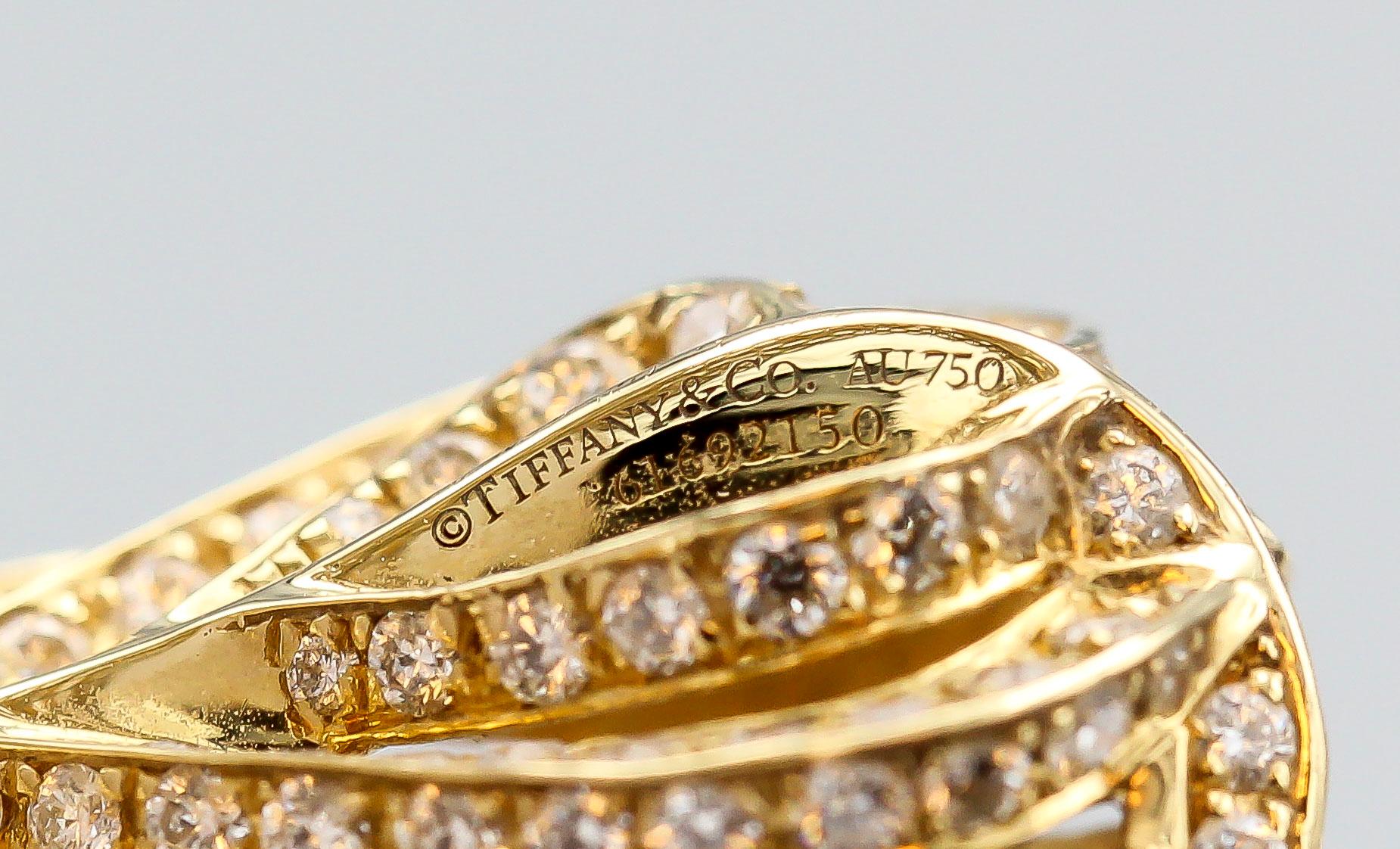 Tiffany & Co. Diamond 18k Gold Feather-Like Cuff Bracelet For Sale 2