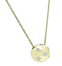 Tiffany & Co Diamond 18k Gold Platinum Etoile Ball Pendant Necklace