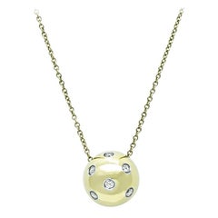 Tiffany & Co Diamond 18k Gold Platinum Etoile Ball Pendant Necklace