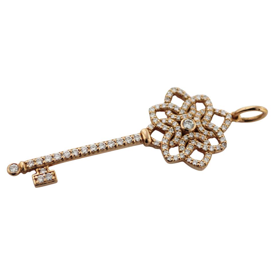 Tiffany and Co. Crown Key Diamond Gold Pendant Necklace at 1stDibs ...