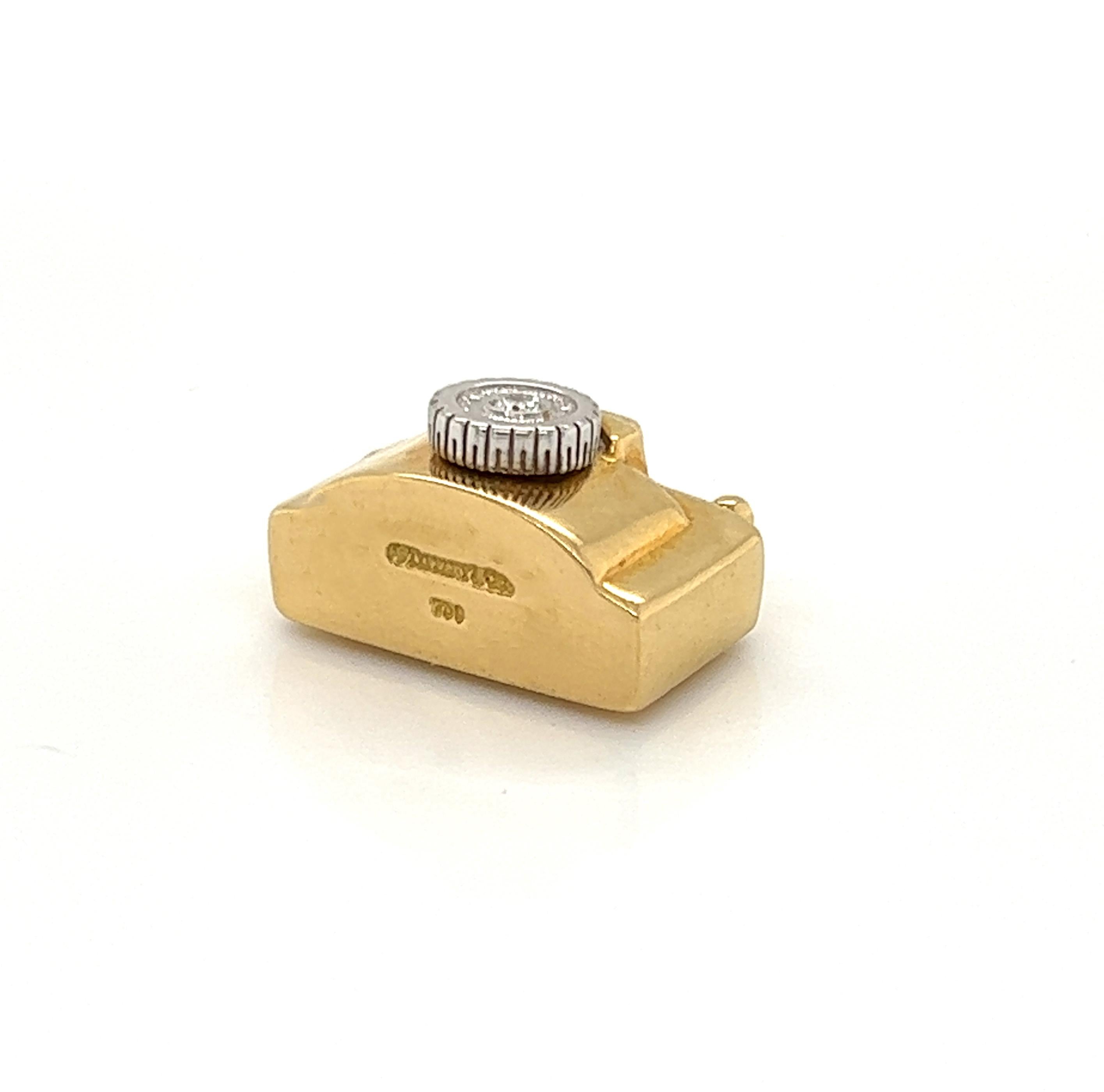 Tiffany & Co. Diamant 18k Zwei-Ton-Gold-Kamera-Charme-Anhänger für Damen oder Herren