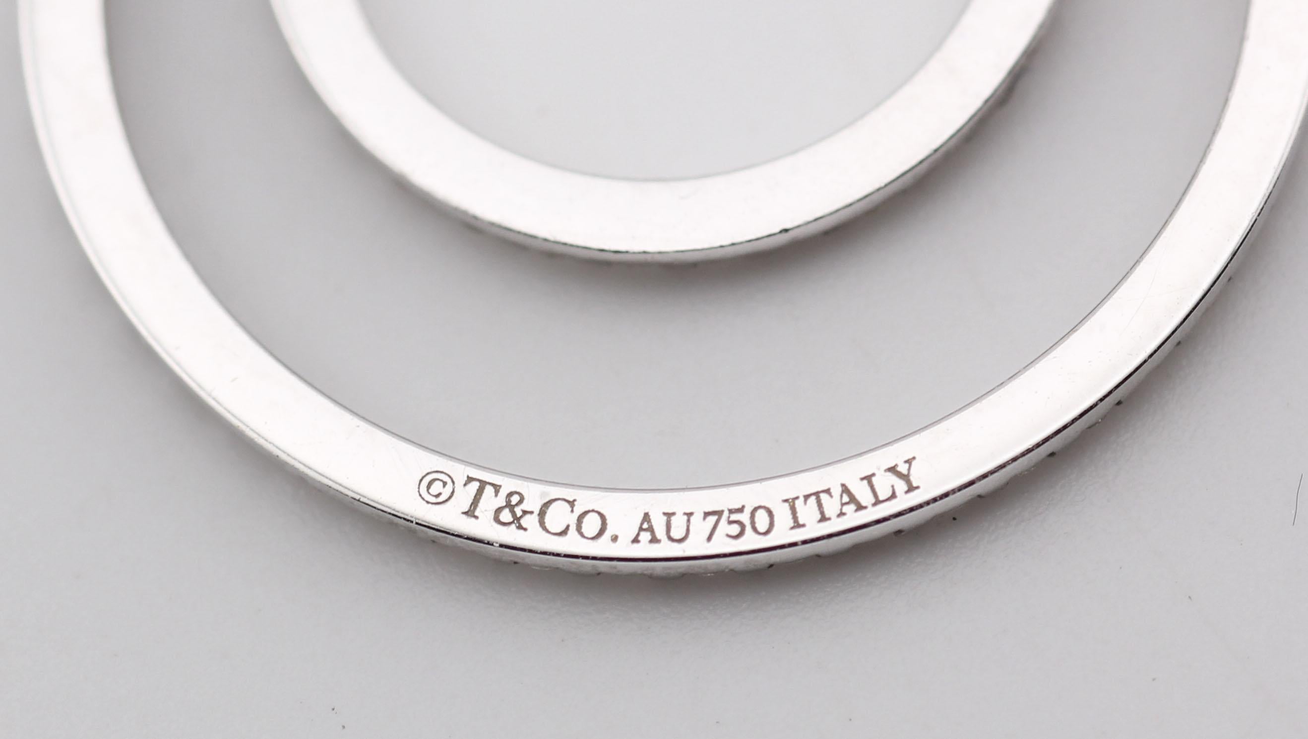 Tiffany & Co. Boucles d'oreilles double goutte en or blanc 18K avec diamants Pour femmes en vente