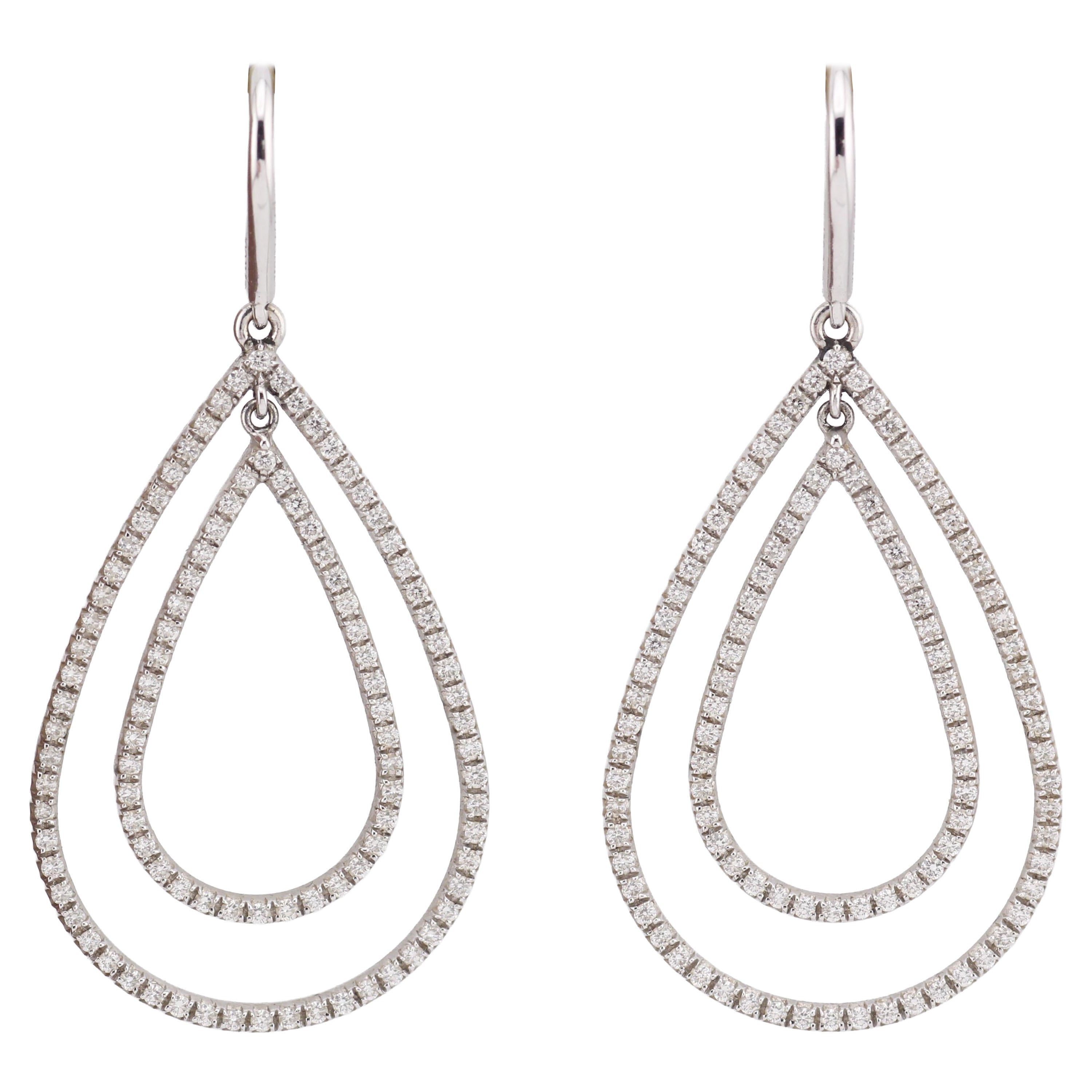 Tiffany 
Co. Diamond 18K White Gold Double Teardrop Drop Earrings