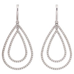 Tiffany 
Co. Diamond 18K White Gold Double Teardrop Drop Earrings