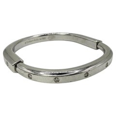 Tiffany & Co. Diamond 18k White Gold Hinged Bangle Bracelet
