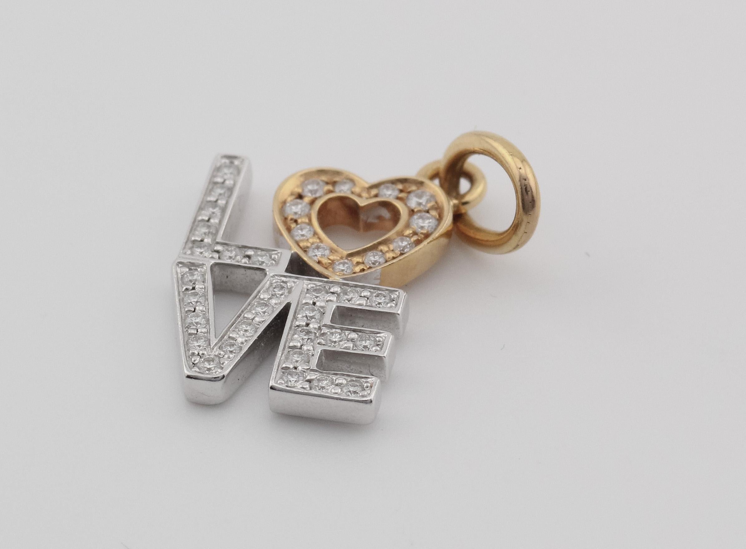 Brilliant Cut Tiffany & Co. Diamond 18K White Pink Gold Love Charm Pendant