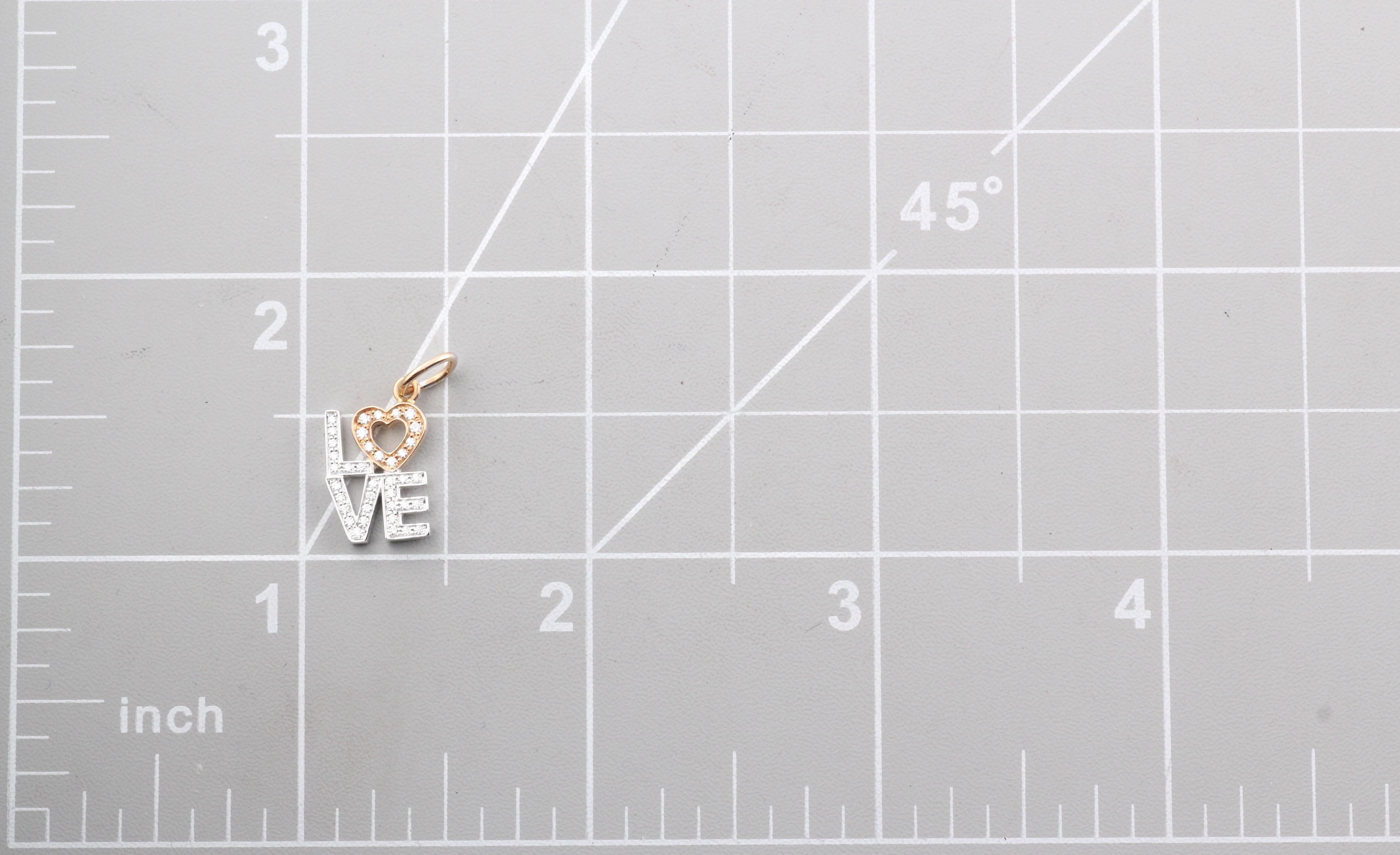 Taglio brillante Tiffany & Co. Diamond 18K White Pink Gold Love Charm Pendant in vendita