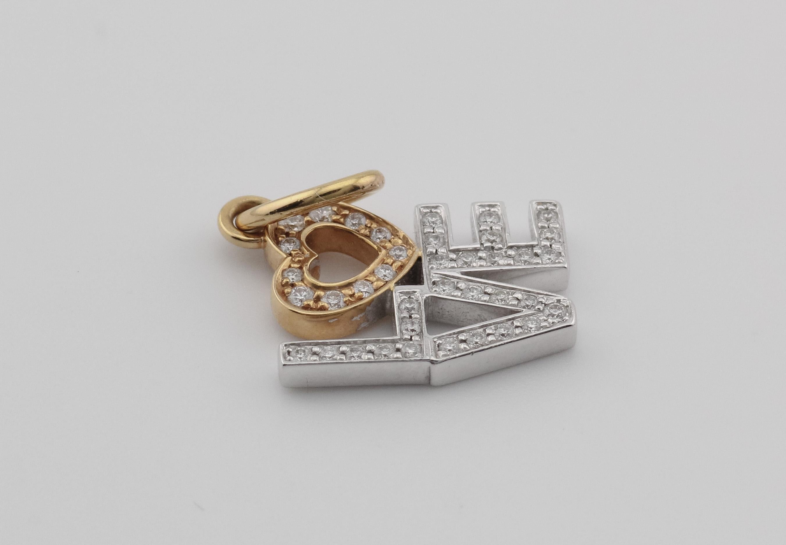 Women's or Men's Tiffany & Co. Diamond 18K White Pink Gold Love Charm Pendant