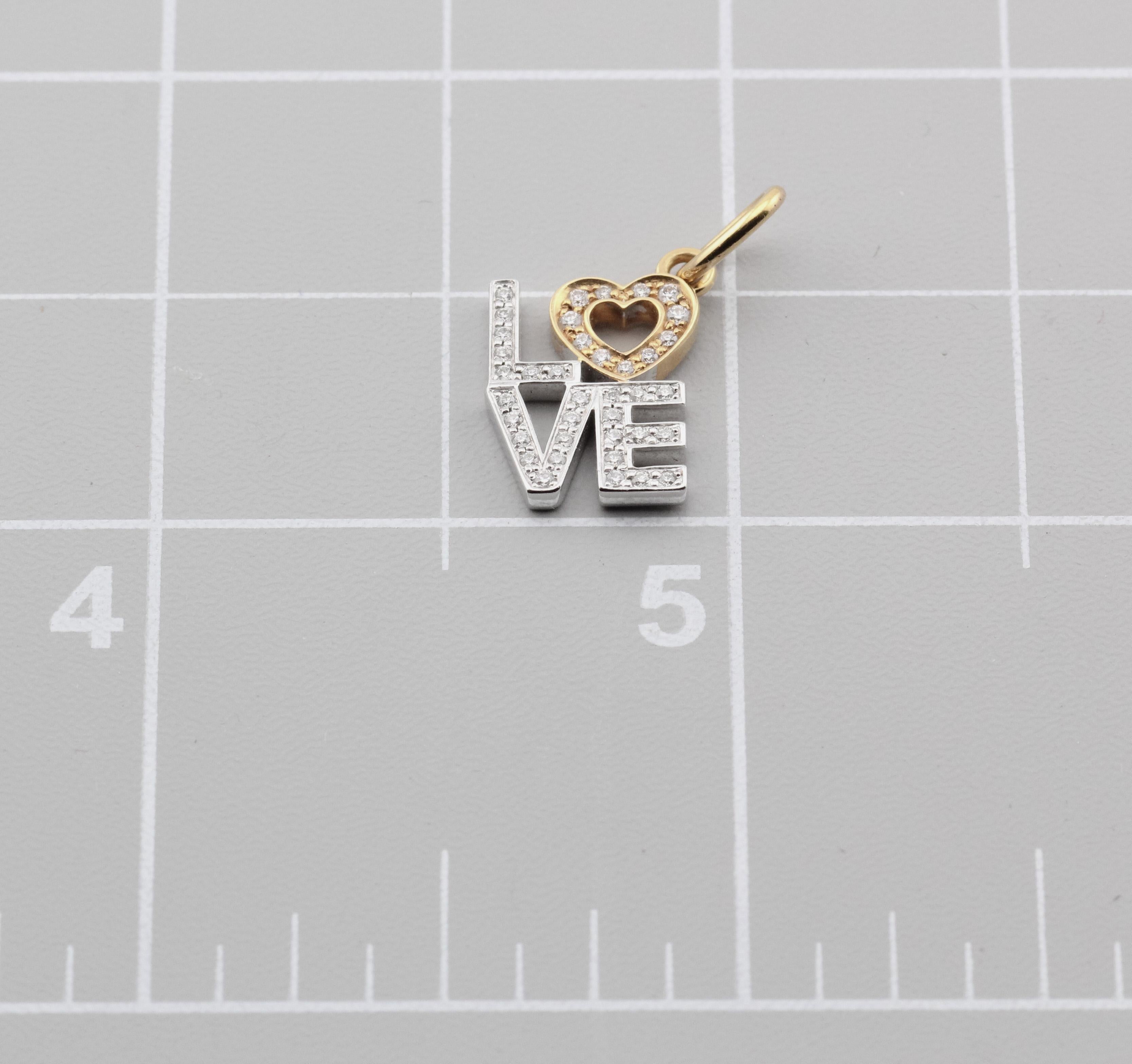 Tiffany & Co. Diamond 18K White Pink Gold Love Charm Pendant 4