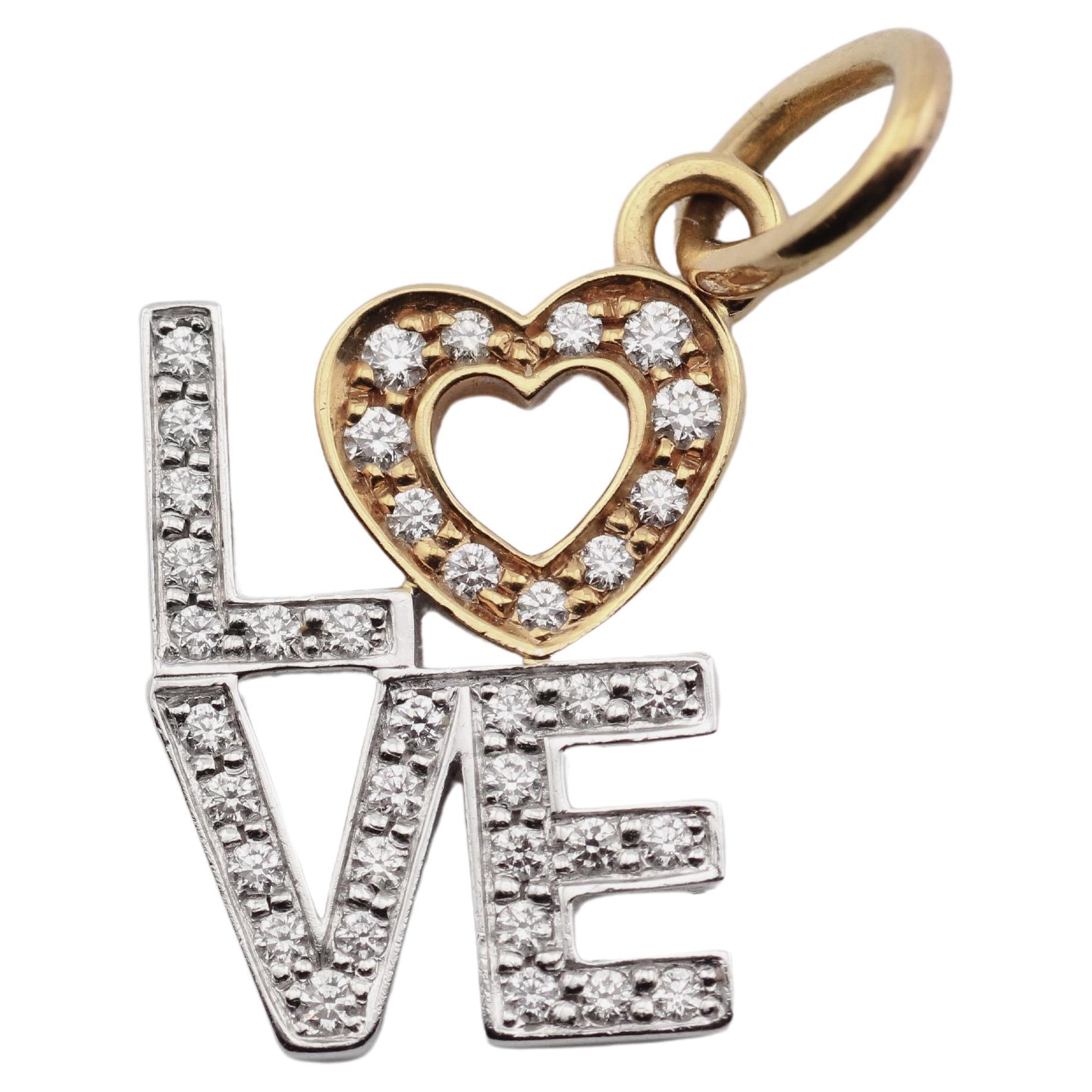 Tiffany & Co. Diamond 18K White Pink Gold Love Charm Pendant