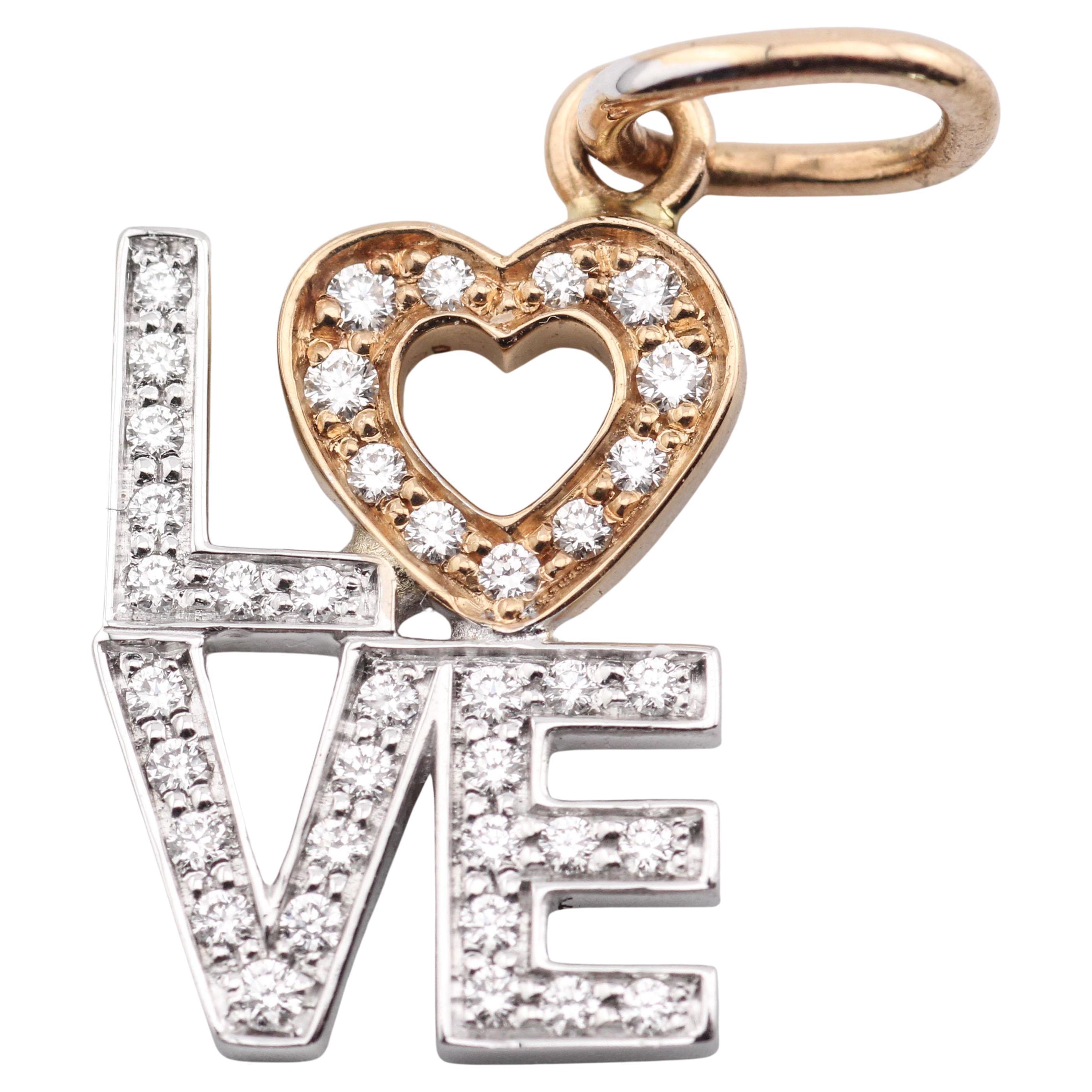 Tiffany
Co. Diamond 18K White Pink Gold Love Charm Pendant