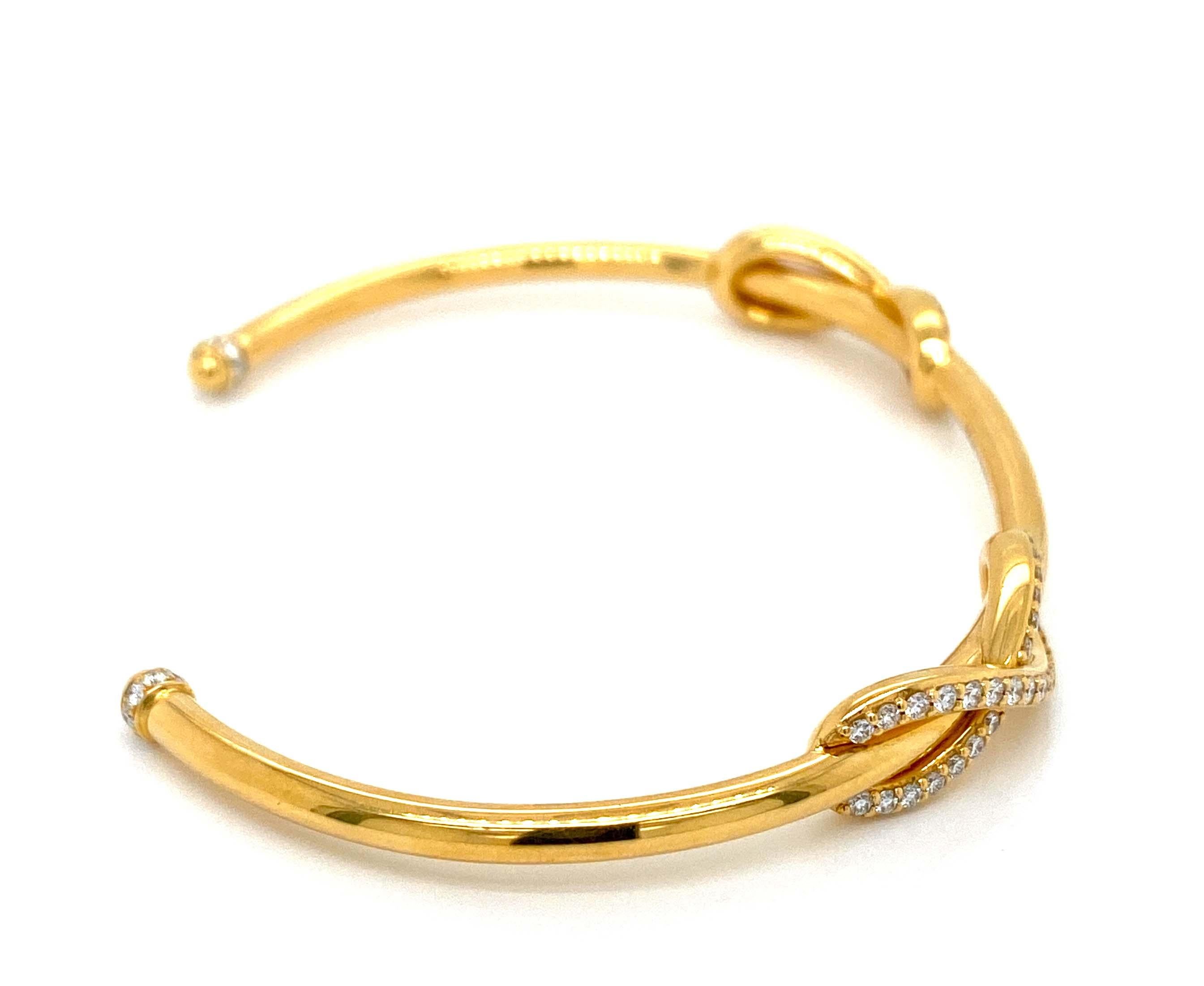 Tiffany & Co. Diamond 18k Yellow Gold Double Infinity Cuff Bangle Bracelet 1