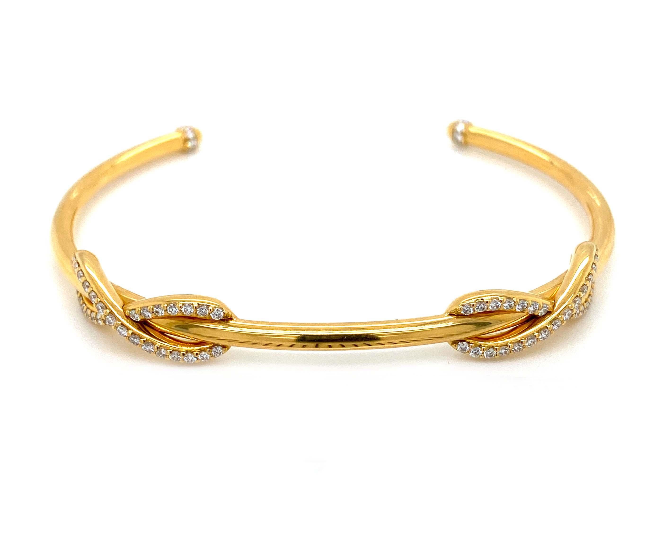 Tiffany & Co. Diamond 18k Yellow Gold Double Infinity Cuff Bangle Bracelet 2