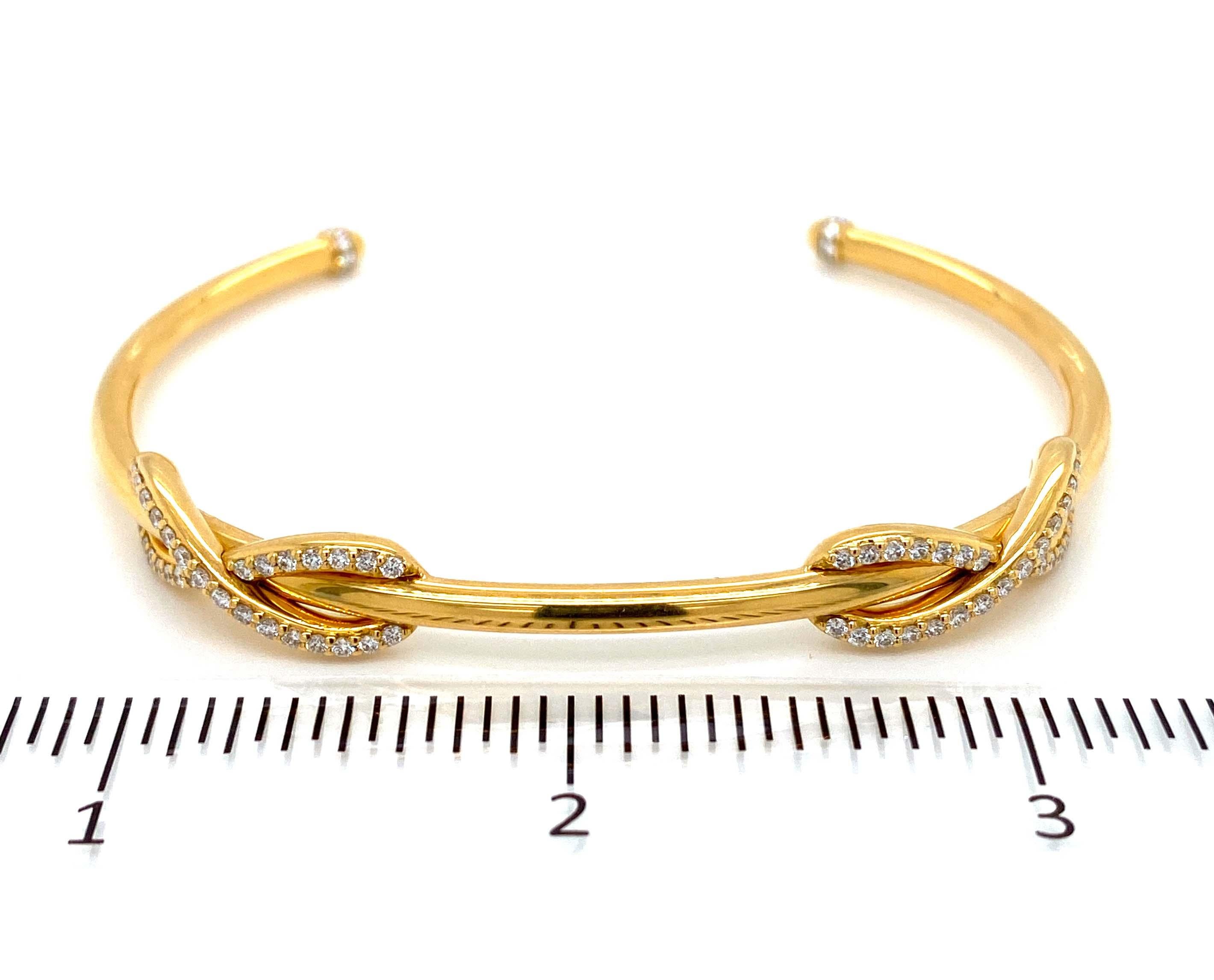 Tiffany & Co. Diamond 18k Yellow Gold Double Infinity Cuff Bangle Bracelet 3