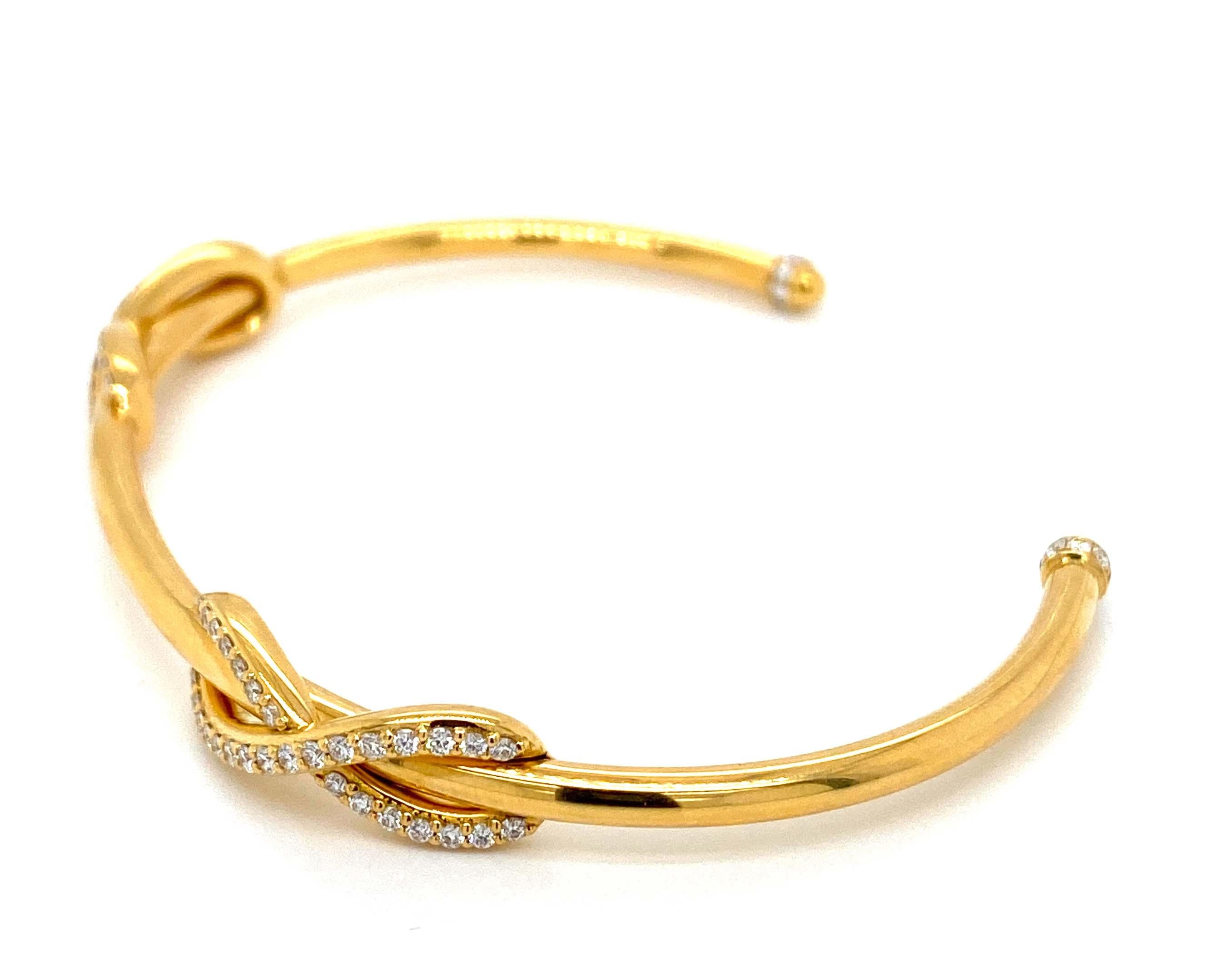 Women's Tiffany & Co. Diamond 18k Yellow Gold Double Infinity Cuff Bangle Bracelet