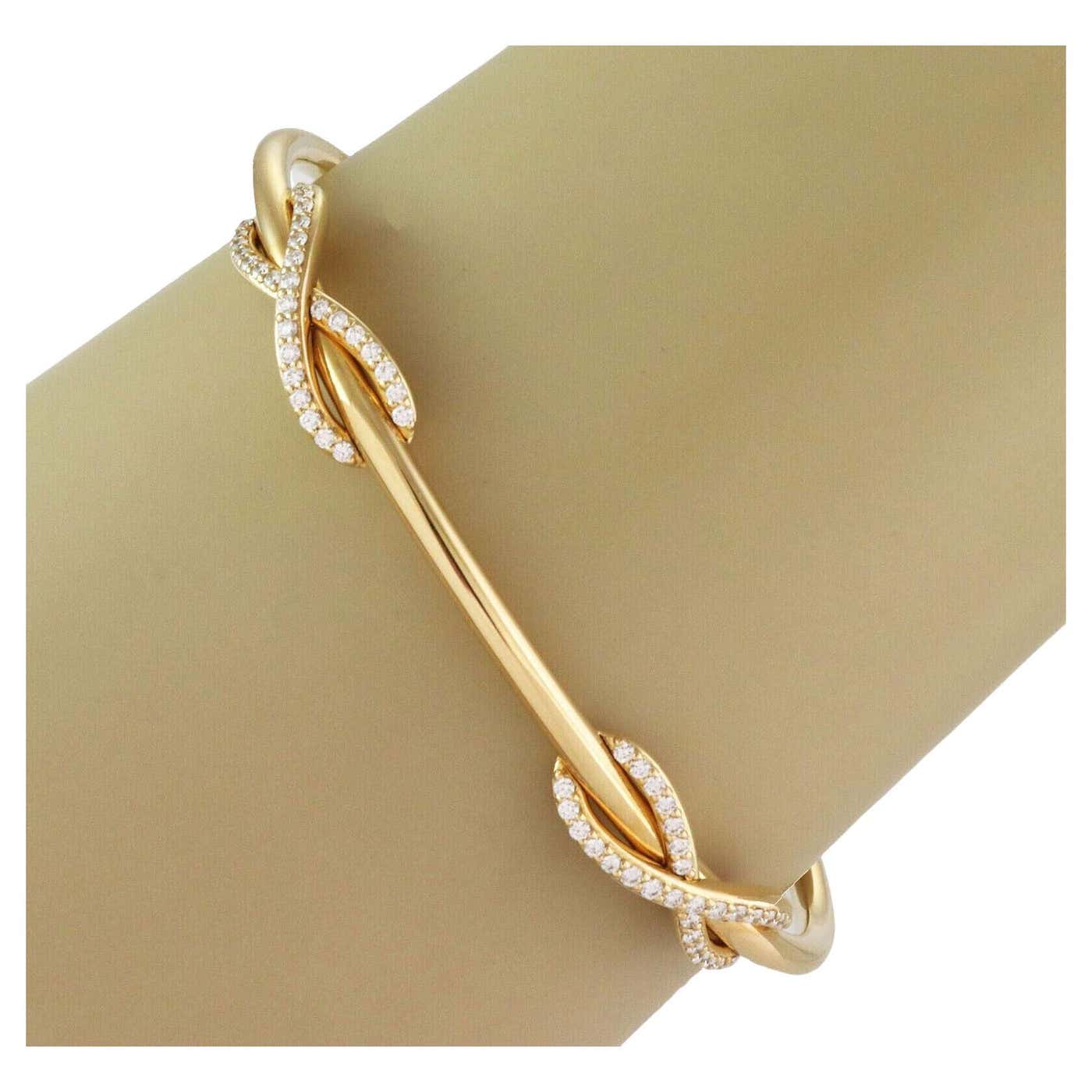 Infinity Bangle Design Tiffany and Co. Diamond 18k Yellow Gold Double Infinity Cuff Bangle ...