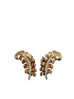Tiffany & Co. Diamond & 14K Yellow Gold Feather Clip Earrings