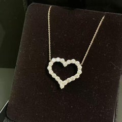 Tiffany & Co. Collana con ciondolo a forma di cuore in oro giallo 18K con diamanti, taglia L.A.