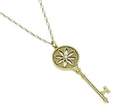 Tiffany & Co Diamond 18k Yellow Gold Key Pendant Necklace