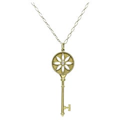 Tiffany & Co Diamond 18k Yellow Gold Key Pendant Necklace