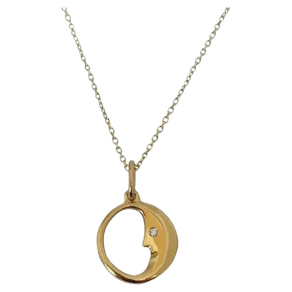 Tiffany 
Co. Diamond 18k Yellow Gold Moon Round Pendant Charm im Angebot