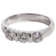 Tiffany & Co. Diamond 3 Stone Bar Set Ring in Platinum 0.83 CTW