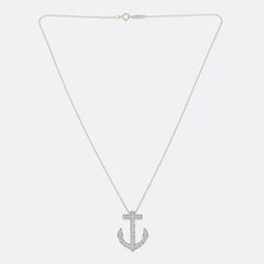 Tiffany & Co Diamond Anchor Pendant Necklace