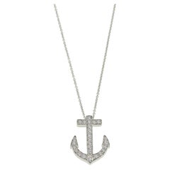 Tiffany & Co Diamond Anchor Pendant Necklace